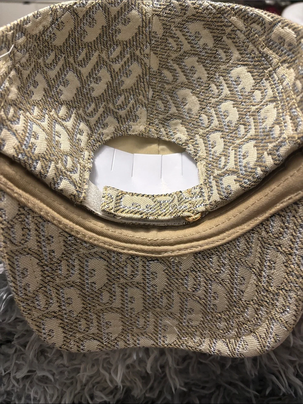 Unisex Dior Beige and Gold Monogram Hat
